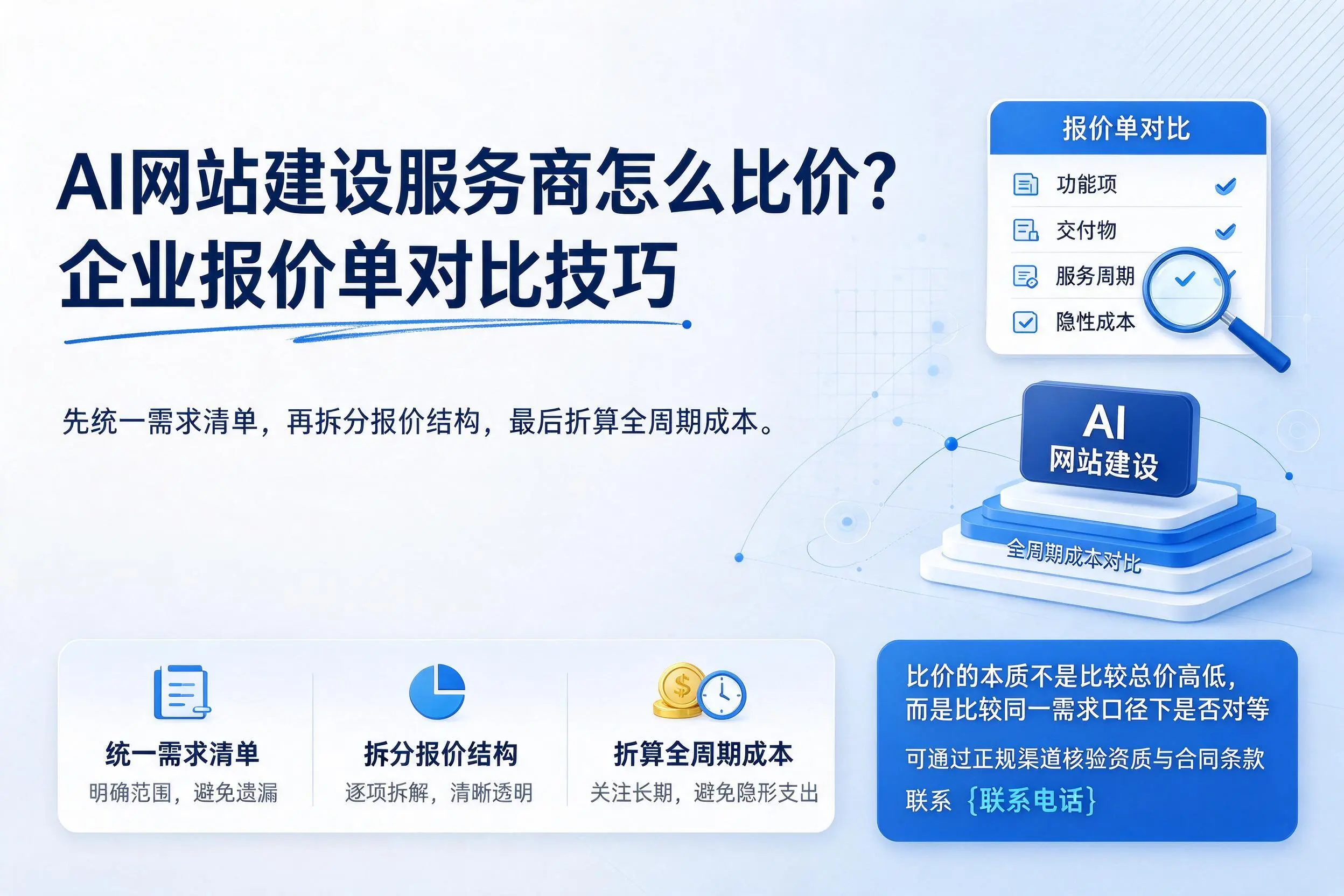 AI网站建设服务商怎么比价?昭通企业报价单对比技巧