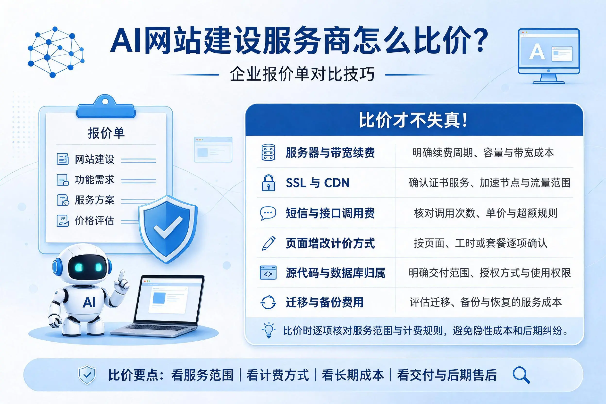 AI网站建设服务商怎么比价?昭通企业报价单对比技巧