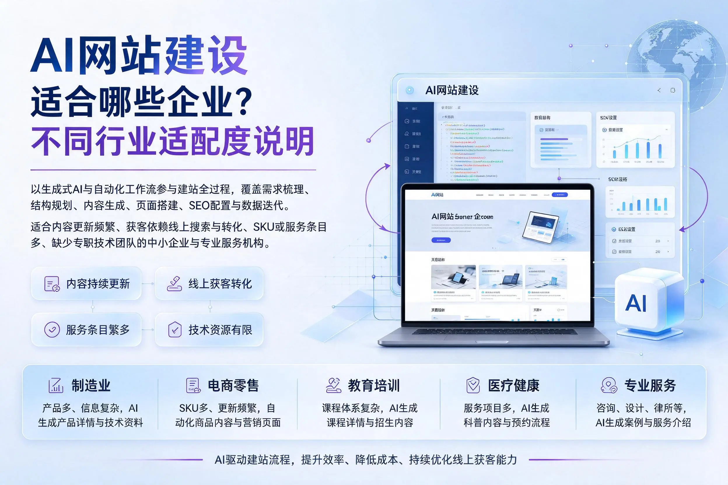 AI网站建设适合哪些企业?昭通不同行业适配度说明